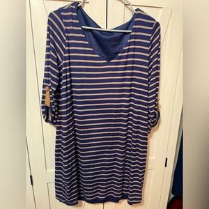 Large PinkBlush Maternity 3/4 sleeve striped dress